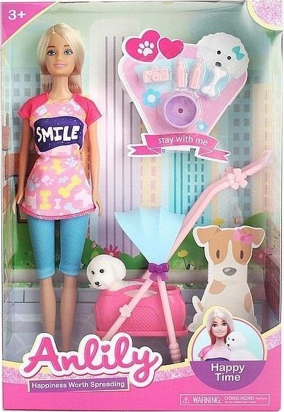 Adar Lalka z psem z wózkiem 29cm 541962 Adar