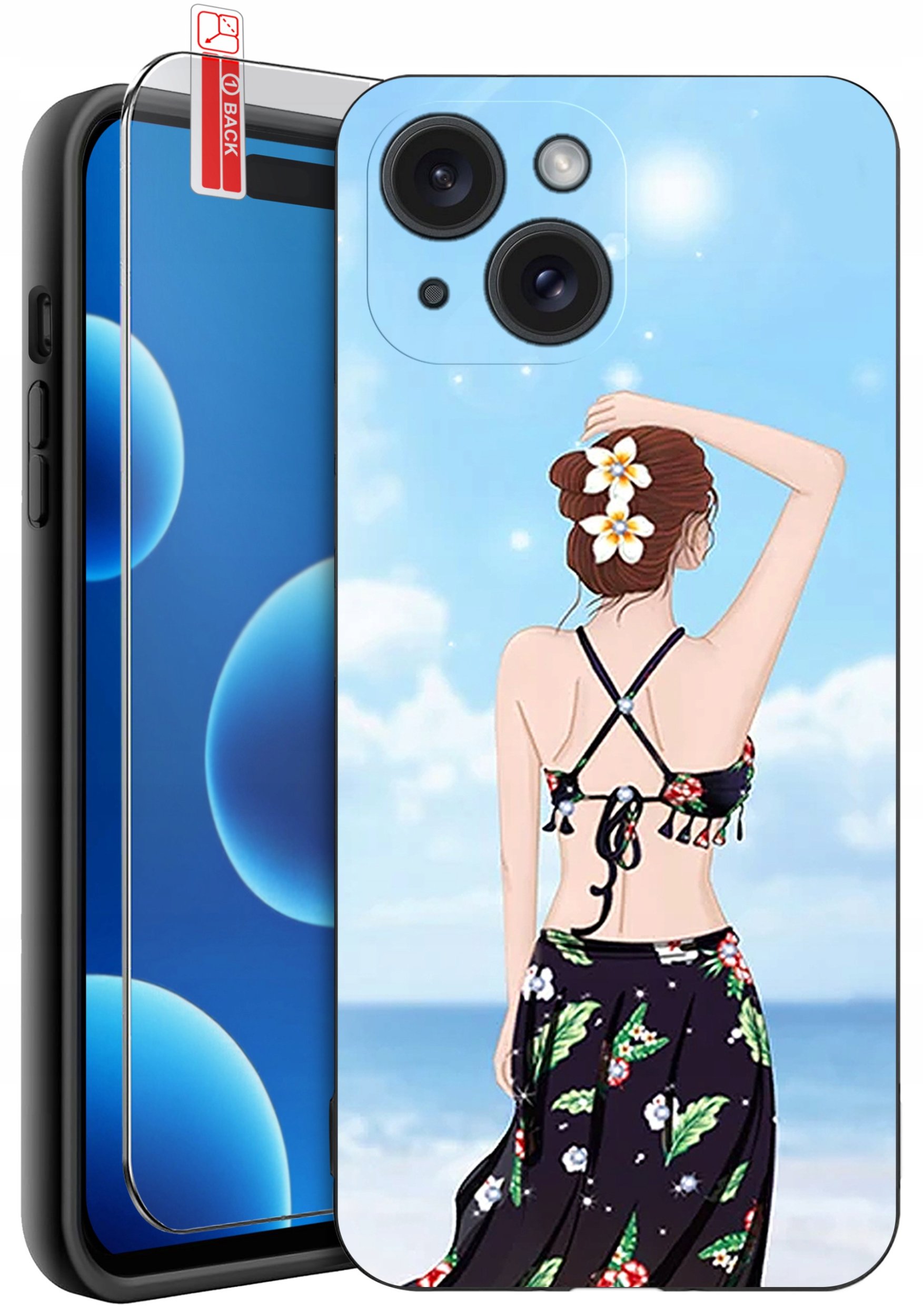 ETUI do iPhone 15 | WZORY | SILIKONOWE MATT CASE + SZKŁO 9H