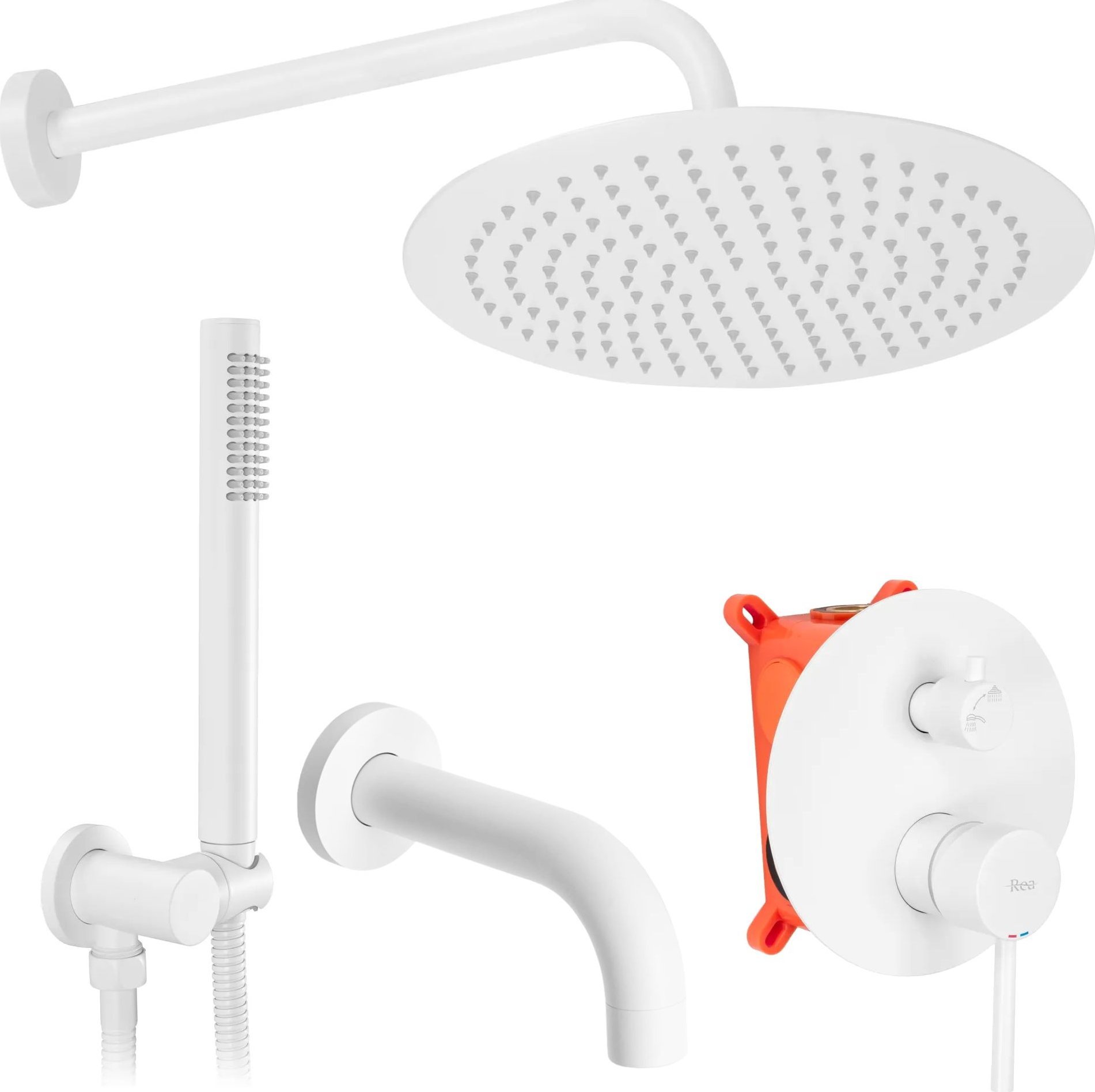 Rea Zestaw wannowo-prysznicowy podtynkowy Rea Lungo Biały + BOX