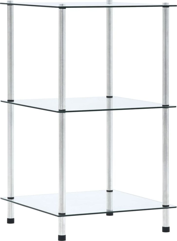 vidaXL 3-poziomowa półka, przezroczysta, 40x40x67 cm, szkło hartowane
