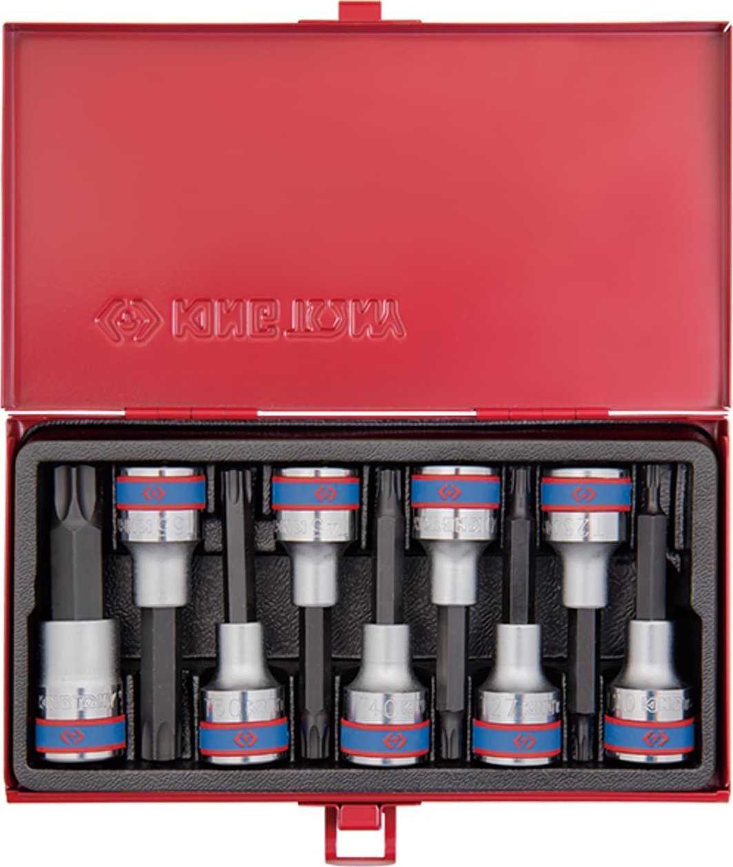 King Tony ZESTAW NASADEK Z KOŃCÓWKĄ TORX 1/2" 9 cz. DŁUGIE T20 - T60 KASETA King Tony