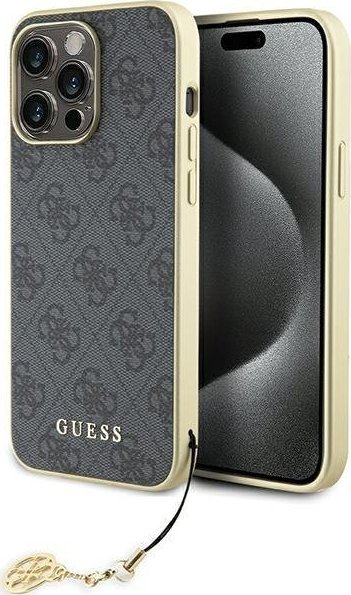 Guess GUHCP15XGF4GGR iPhone 15 Pro Max 6.7" szary/czarny hardcase 4G Charms Collection