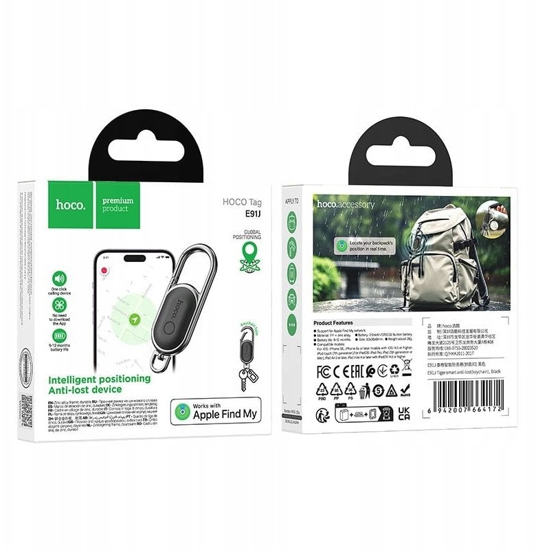 Hoco Lokalizator kompatybilny z Apple Find My E91J czarny
