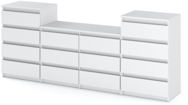 Komoda 14 Szuflad 220cm Szafka Do Salonu Sypialni Meblościanka Biała Mat