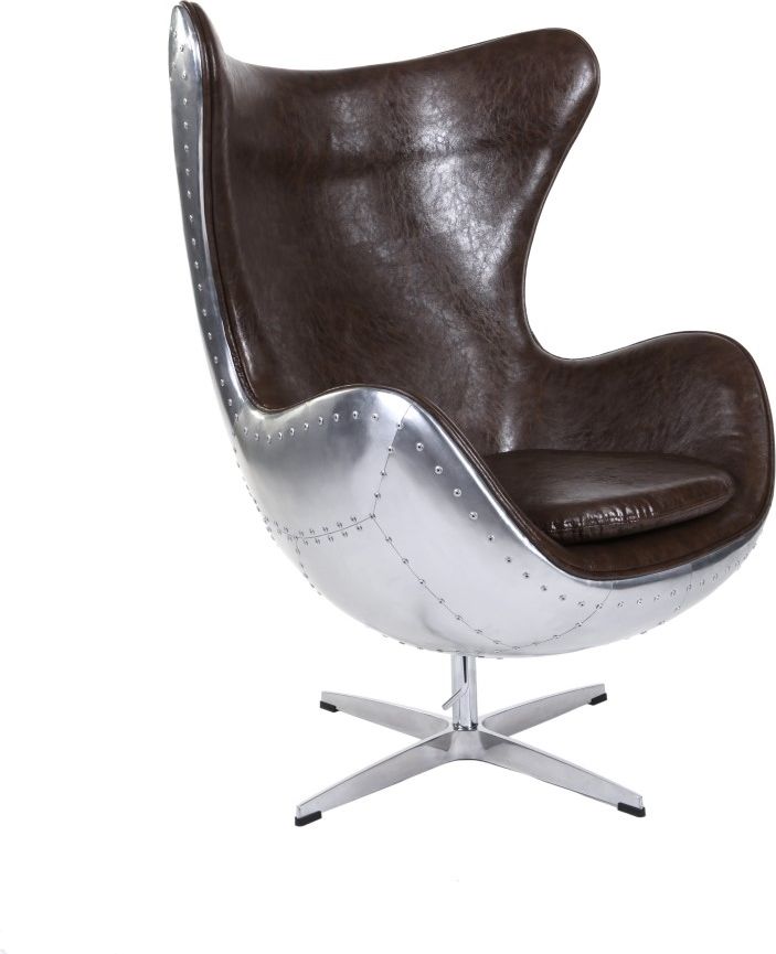 D2 Design Fotel Jajo aluminium brązowy