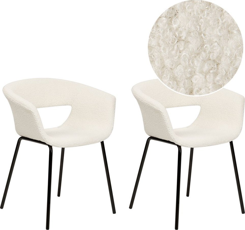 Beliani Zestaw 2 krzeseł do jadalni boucle biały ELMA