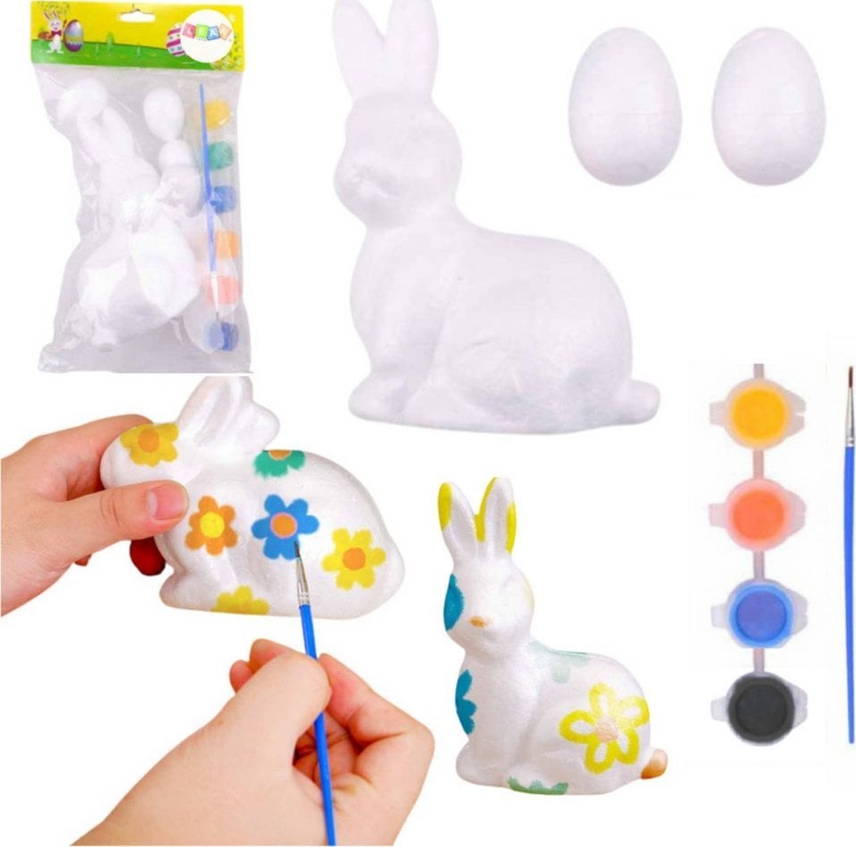 Zestaw Do Malowania Styropianowych Ozdób Zając 2 Jajka Farby LEAN TOYS