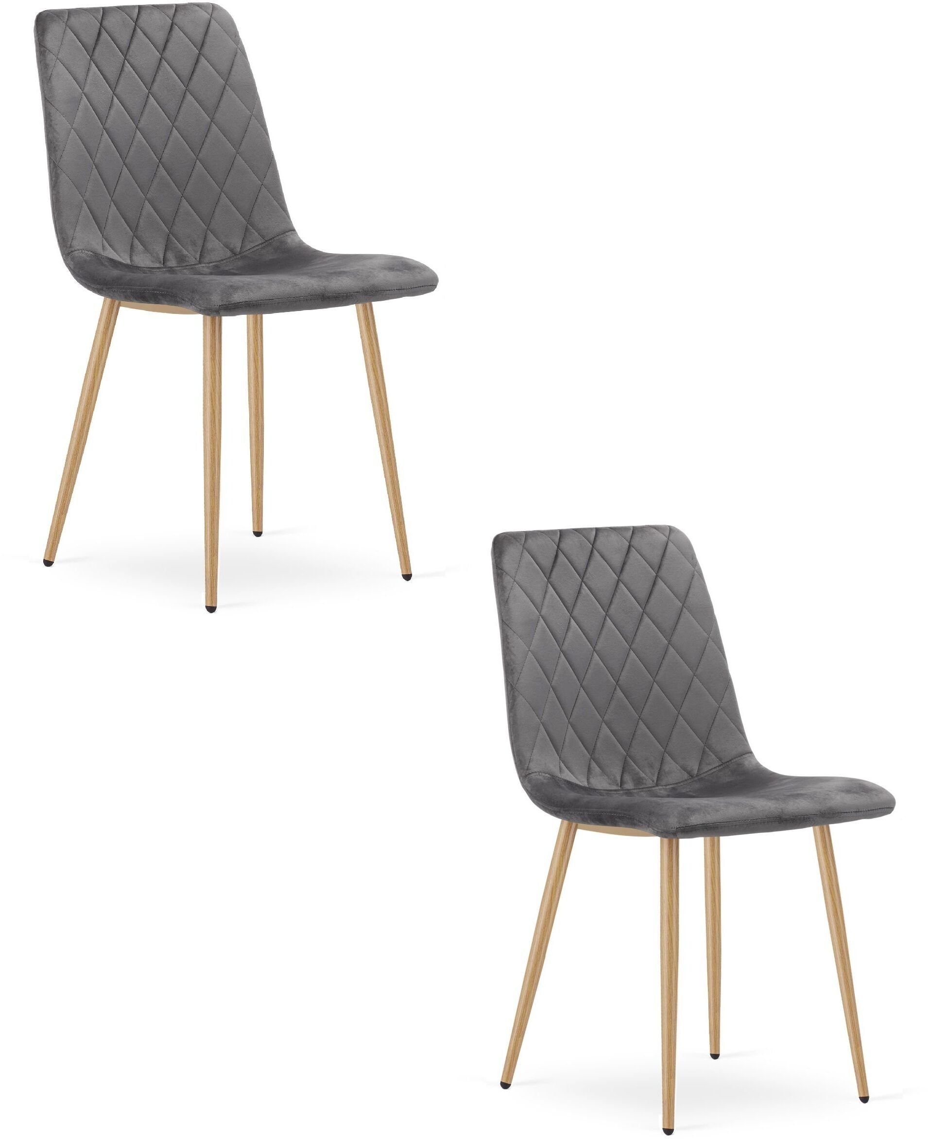 Springos Krzesło tapicerowane welurowe ciemnoszare do jadalni x2