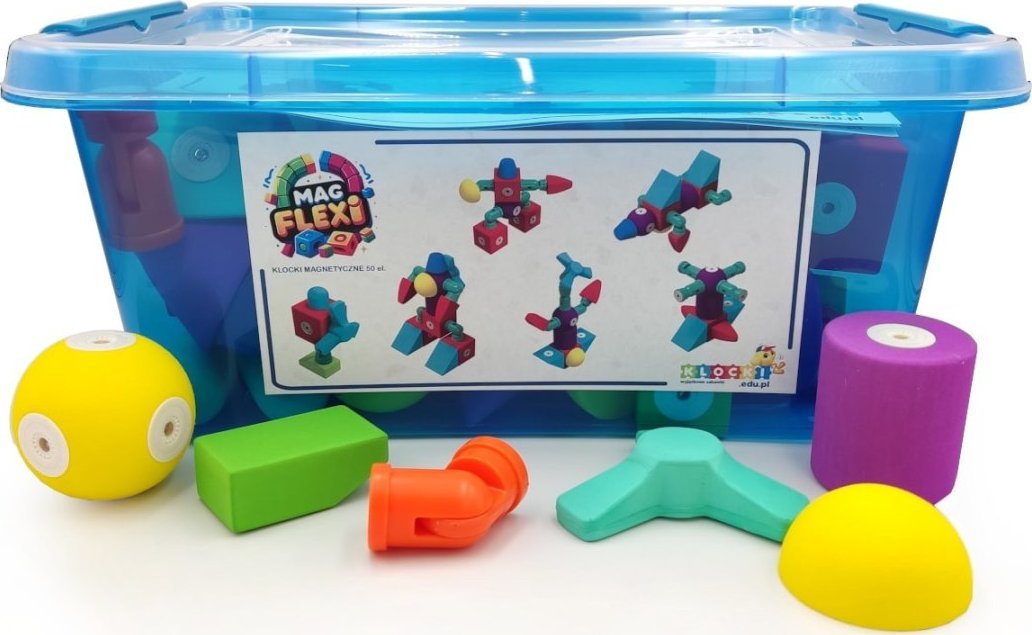 X-Bida Magnetyczne piankowe klocki - MagFlexi - 50 el.