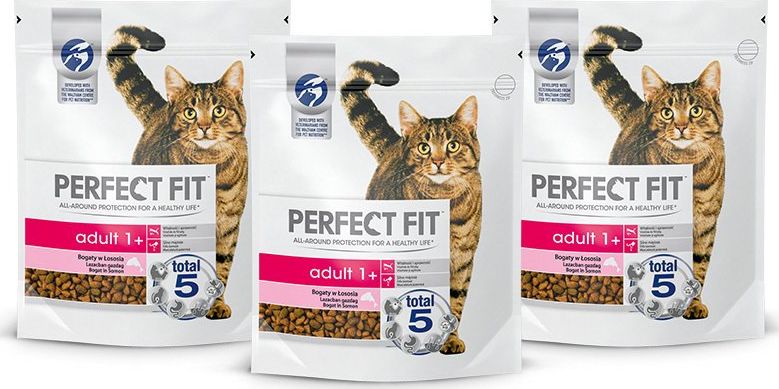 Perfect Fit PERFECT FIT (Adult 1+) 3 x 750g Bogaty w łososia - sucha karma dla kotów dorosłych