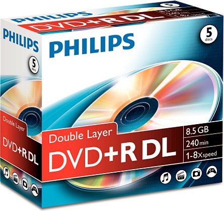 Philips DVD-R DL 8.5 GB 8x 5 sztuk (DR8S8J05C/00)