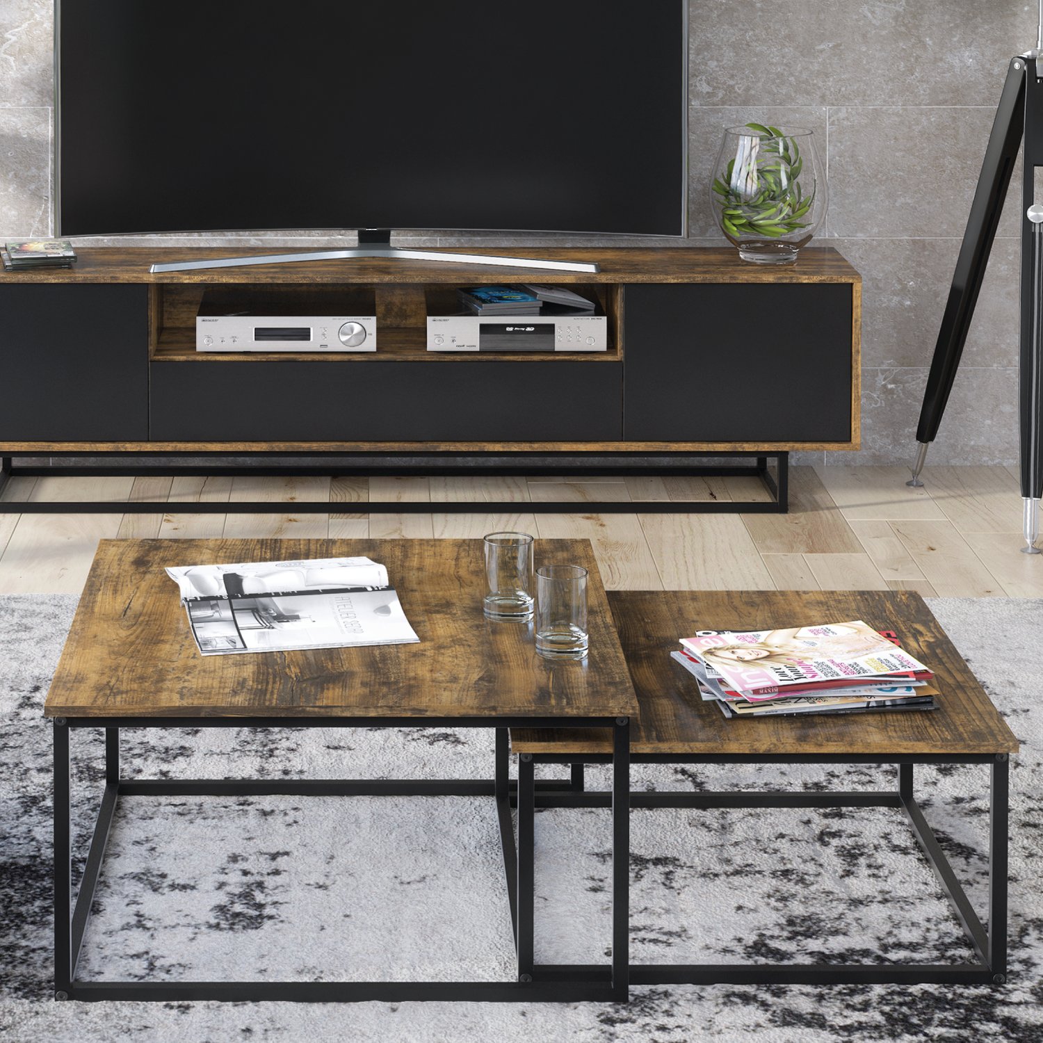 Stolik Kawowy Ława 2w1 Loft ONE FURNITURE - Brąz Rustrykalny