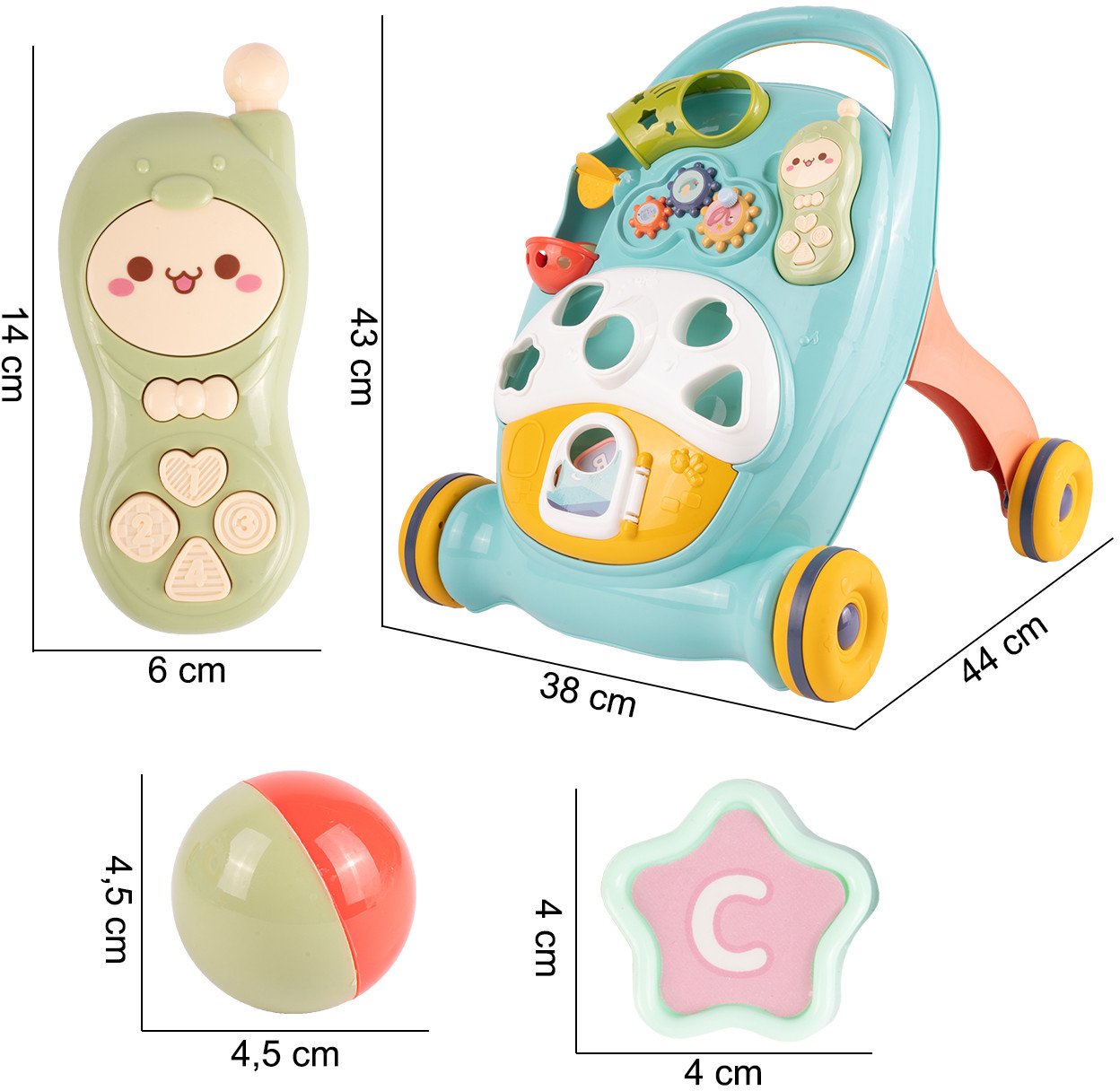 Pchacz Edukacyjny Jeździk Chodzik Panel Edukacyjny Sorter Dla Dzieci