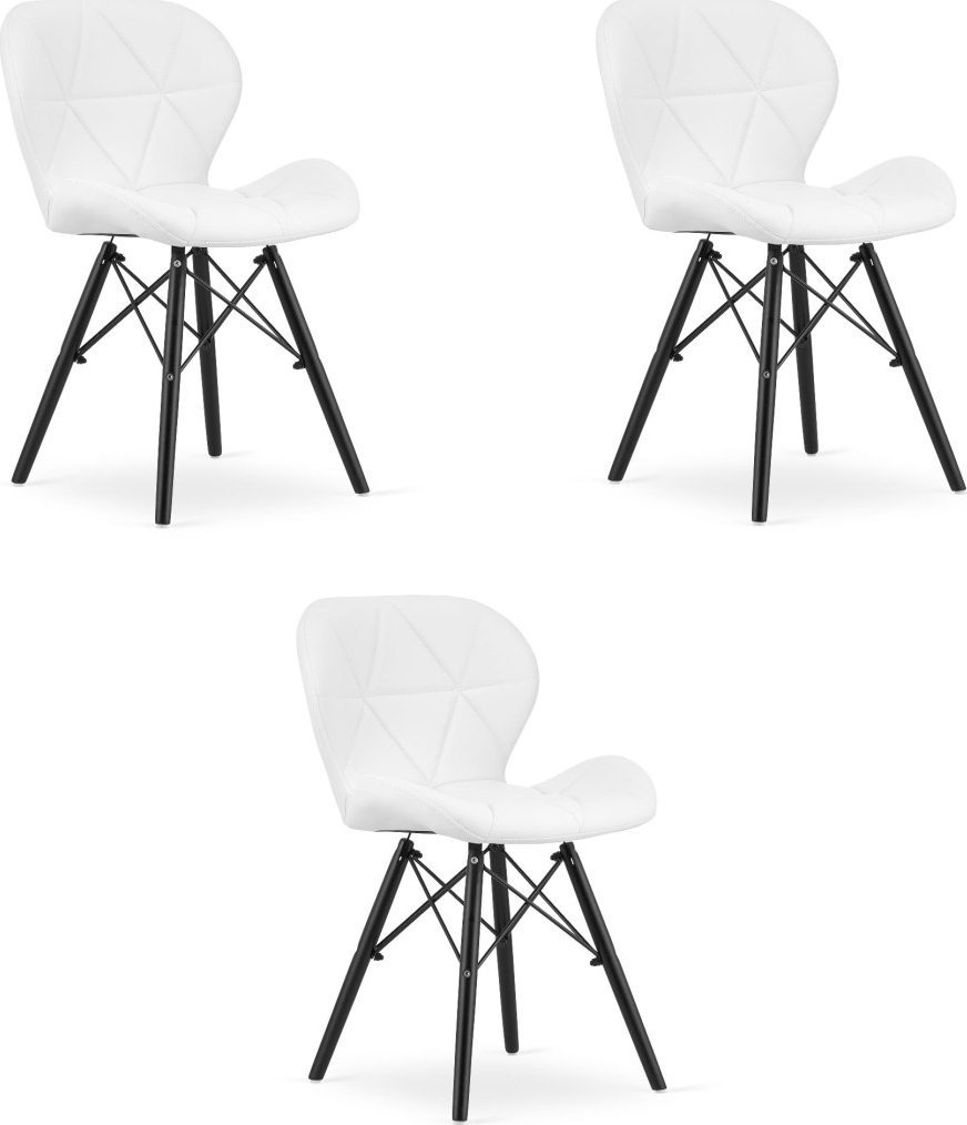 Leobert Krzesło LAGO ekoskóra - białe / nogi czarne x 3