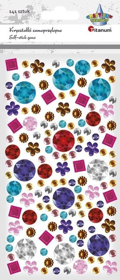 Titanum Kryształki samoprzylepne kwiatki, kwadraty 141szt