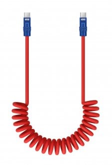 Kabel Newell USB-C - USB-C 100 W, 1,5 m, silikonowy, spiralny, czerwono-granatowy