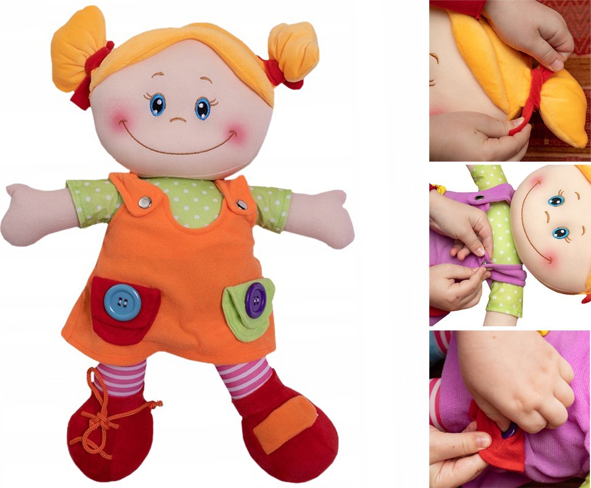 Askato Lalka szmacianka w pomarańczowej suknience