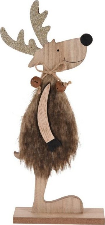 Intesi INTESI FIGURKA RENIFER BRĄZOWY Z DREWNA PATRZĄCY W PRAWO