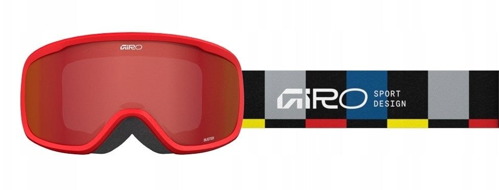 Giro Gogle zimowe juniorskie GIRO BUSTER BLACK BLOCKS (OTG) (Cylindrical) (Lustrzana szyba kolorowa AMBER SCARLET 19-42% S2) (NEW 2025/2026)
