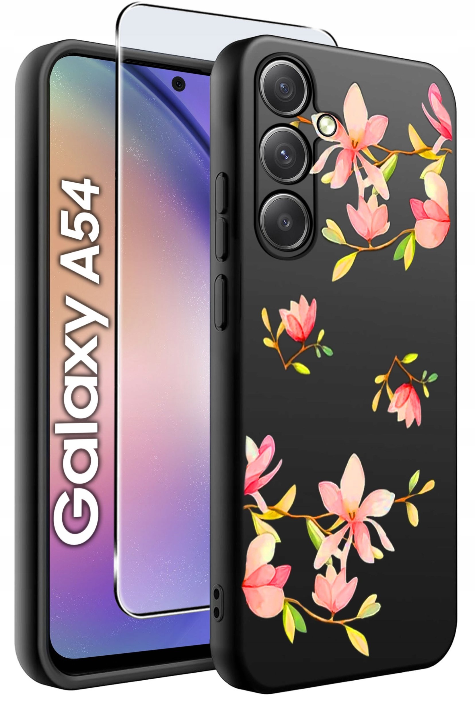 ETUI do Samsung A54 5G WZORY | SILIKONOWE MATT CASE + SZKŁO 9H