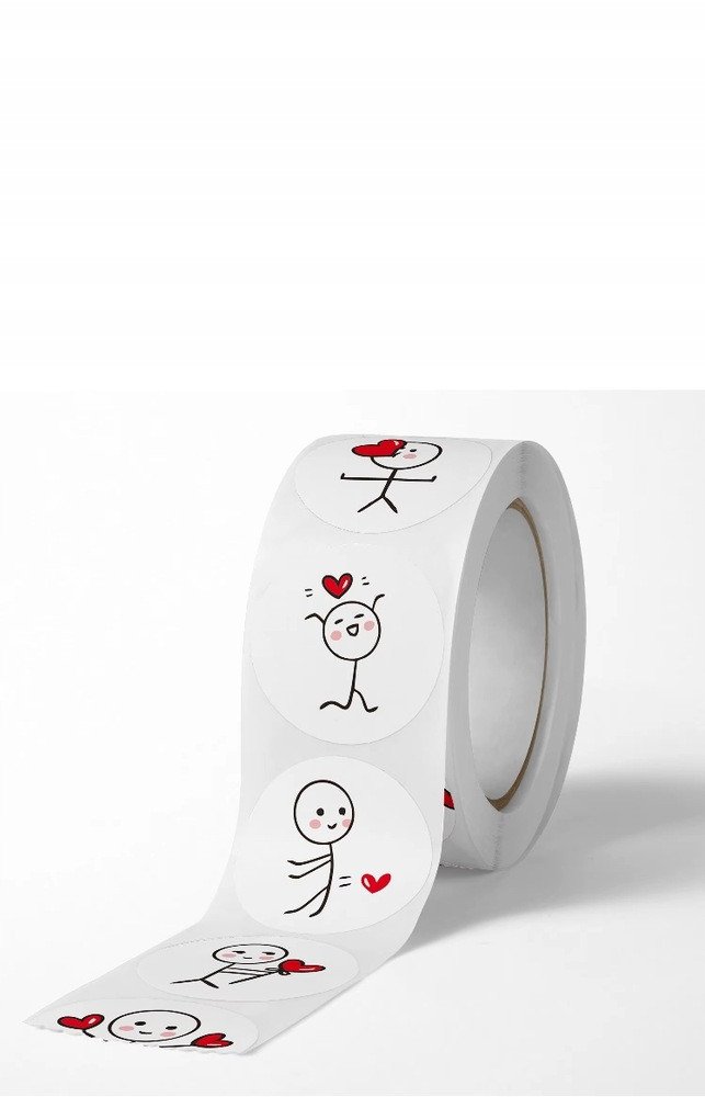 Naklejki Miłosne Emocje Stickman Serce Etykieta Dekoracyjna 500 szt.