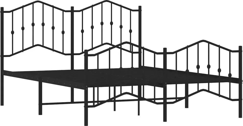 Elior Czarne metalowe łóżko jednoosobowe 140x200cm - Emelsa