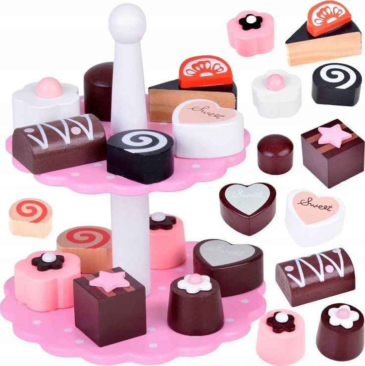 Uroczy Drewniany zestaw Patera z Ciasteczkami zabawa w cukiernika ZA5384