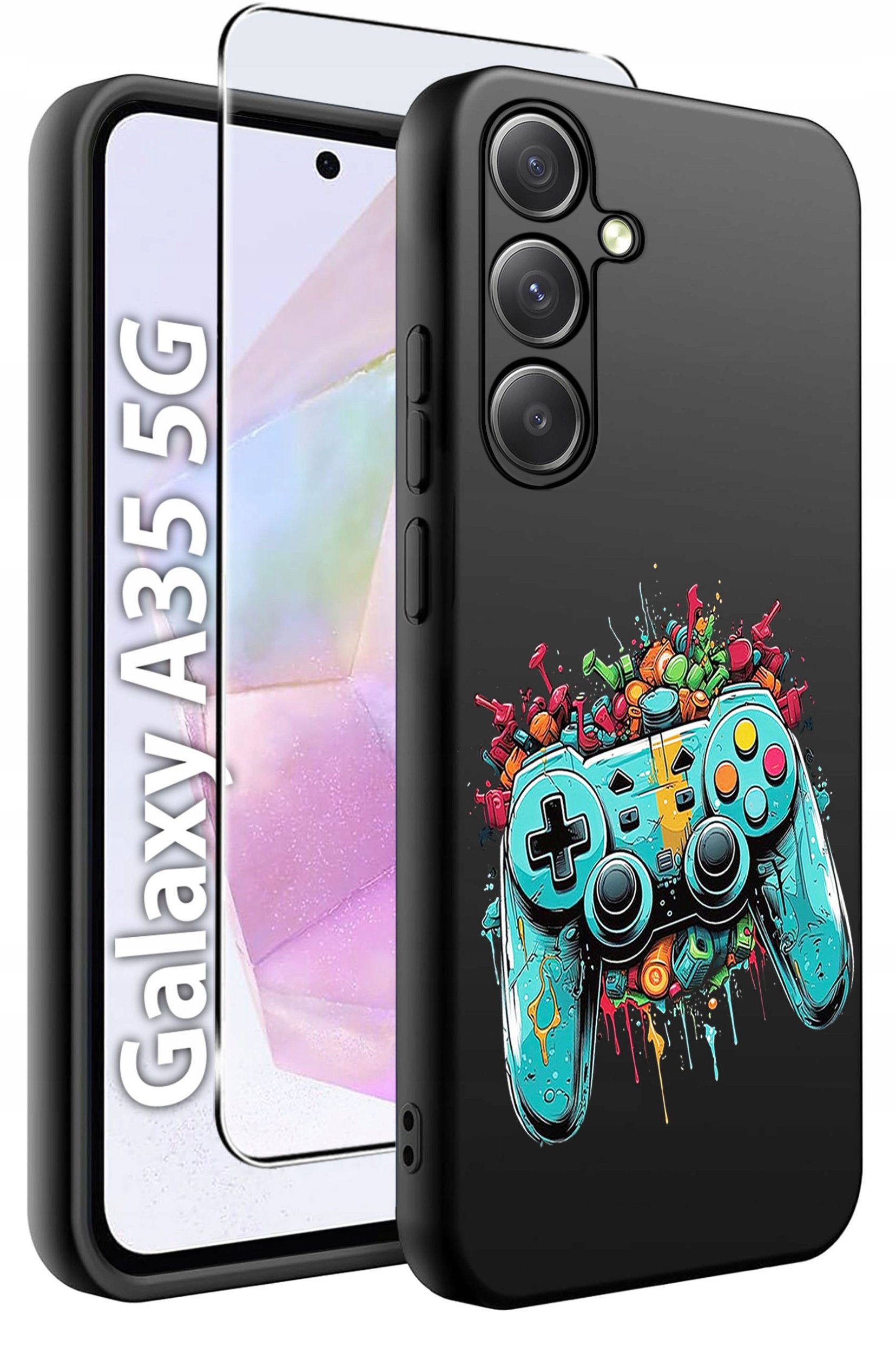 ETUI do Samsung A35 5G WZORY | SILIKONOWE MATT CASE + SZKŁO HARTOWANE 9H