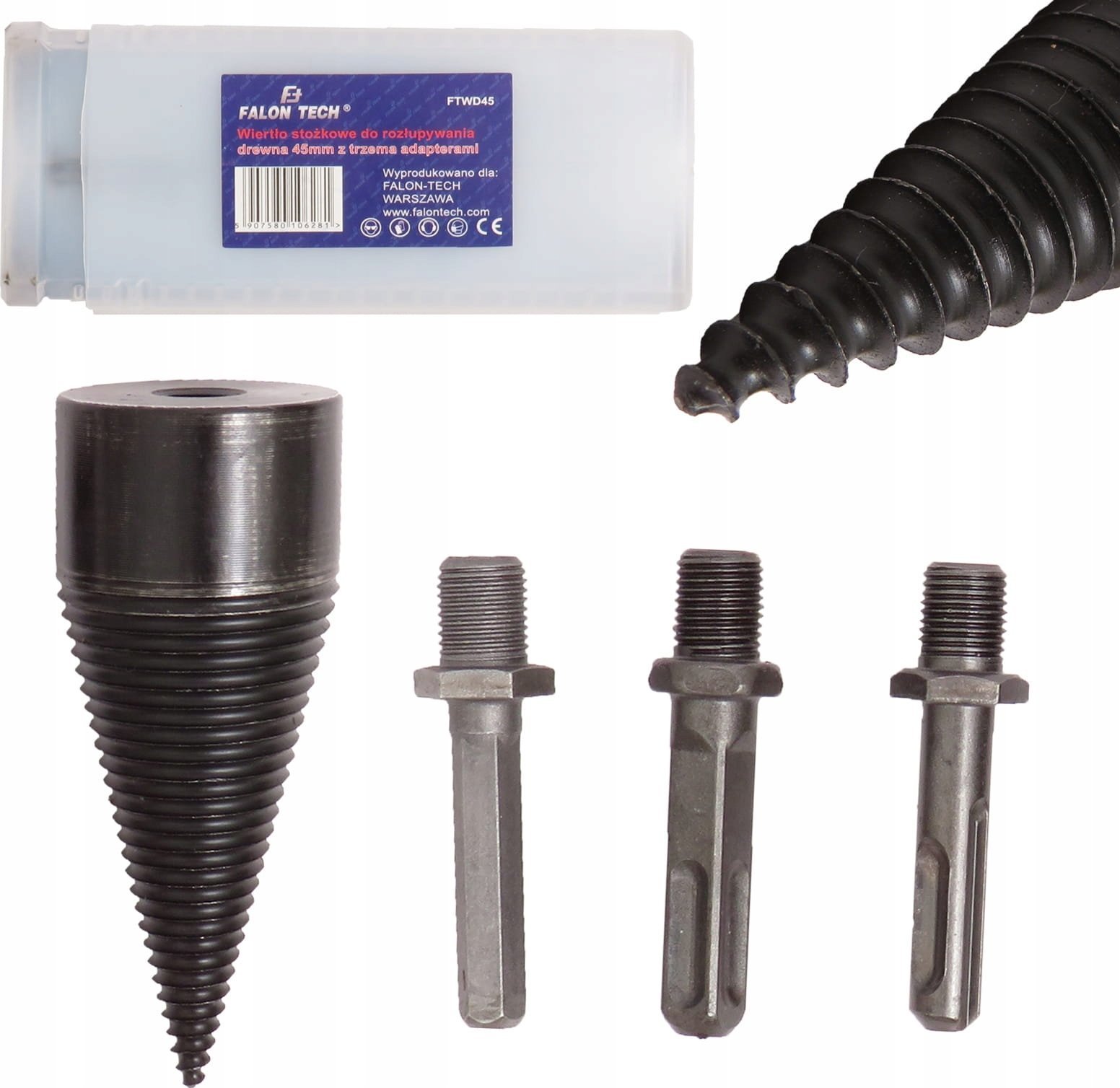 Wiertło Falon-Tech ŚWIDER DO ŁUPANIA DREWNA WIERTŁO ŁUPARKA KLIN 45MM