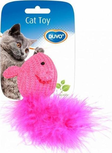 Duvo+ DUVO+ ZAB. KOT MYSZKA Z WEŁNY Z PIÓRKIEM 10x6x4cm 1717021