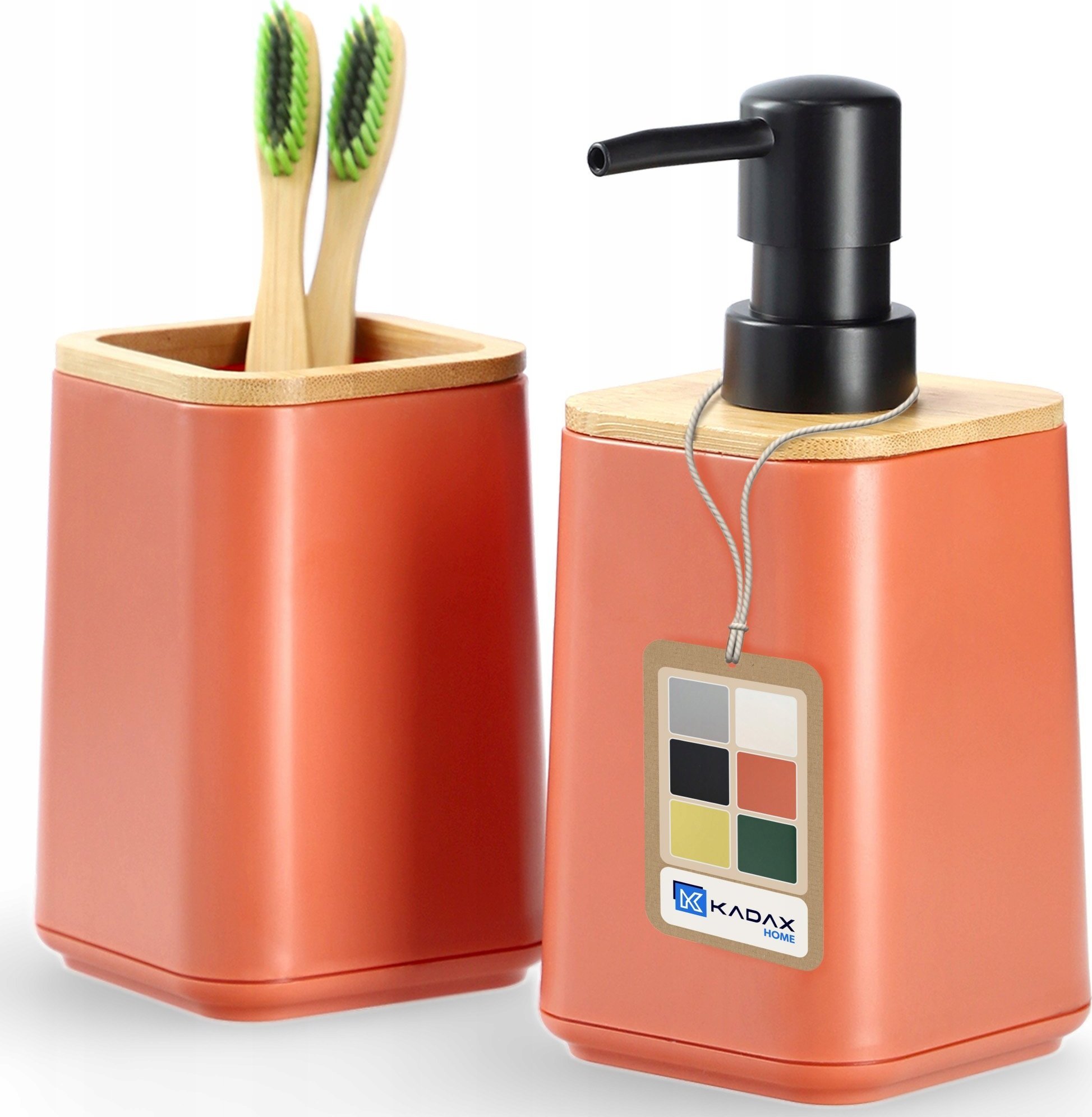 Kadax Zestaw Łazienkowy Komplet Wc Różowy Dozownik Kubek