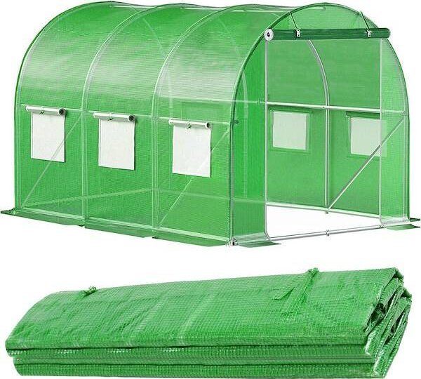 Springos Folia na tunel ogrodowy 3x2x2 m zapasowe poszycie na szklarnię UV-4 140gs/m zielone UNIWERSALNY