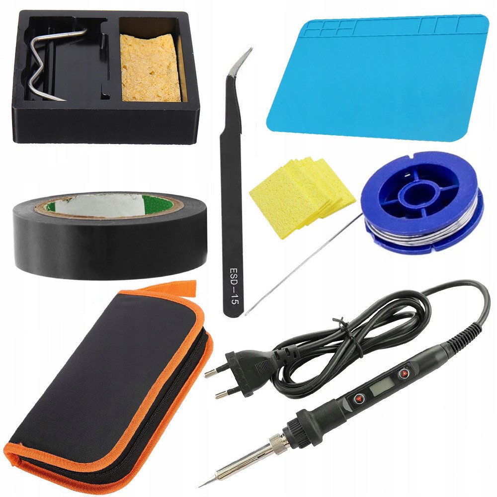 LUTOWNICA KOLBOWA WYŚWIETLACZ CYNA MATA GĄBKA PĘSETA TAŚMA ETUI PODSTAWKA