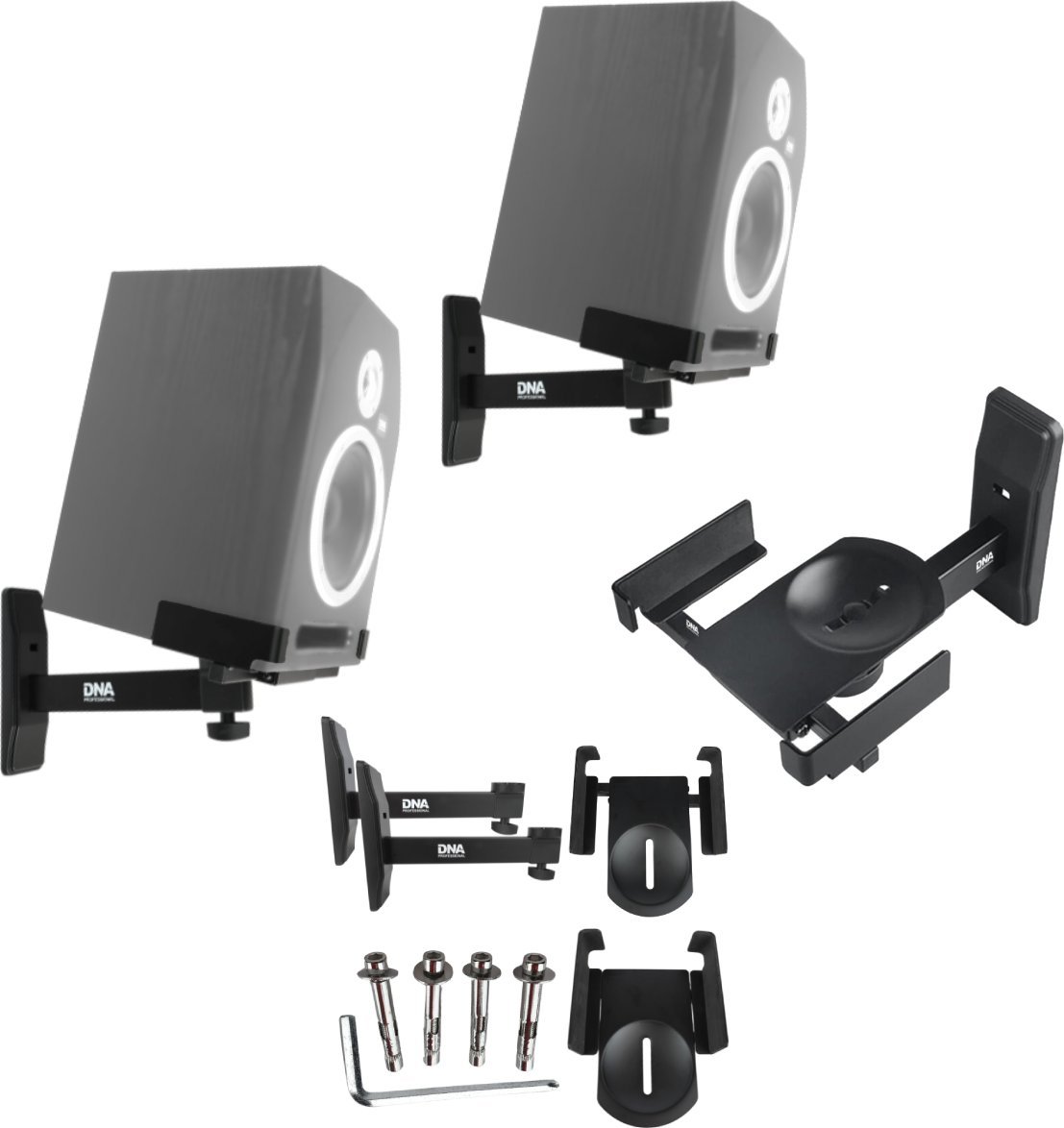 DNA DNA WS1 głośnikowy statyw ścienny zestaw 2 szt. czarny stabilny solidny do 20 kg