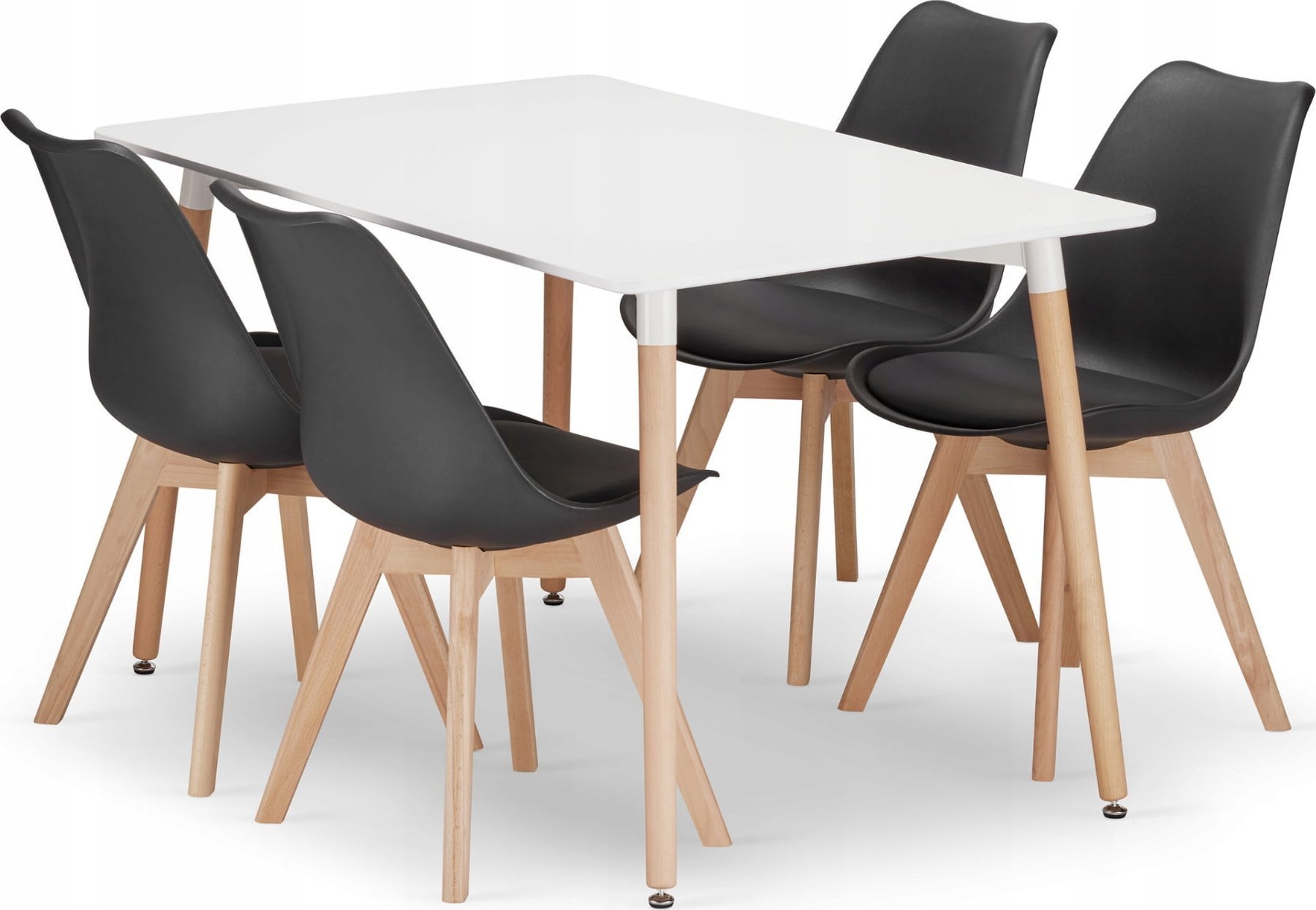 Leobert Zestaw stół prostokątny ADRIA 120x80 biały + 4 krzesła MARK czarne