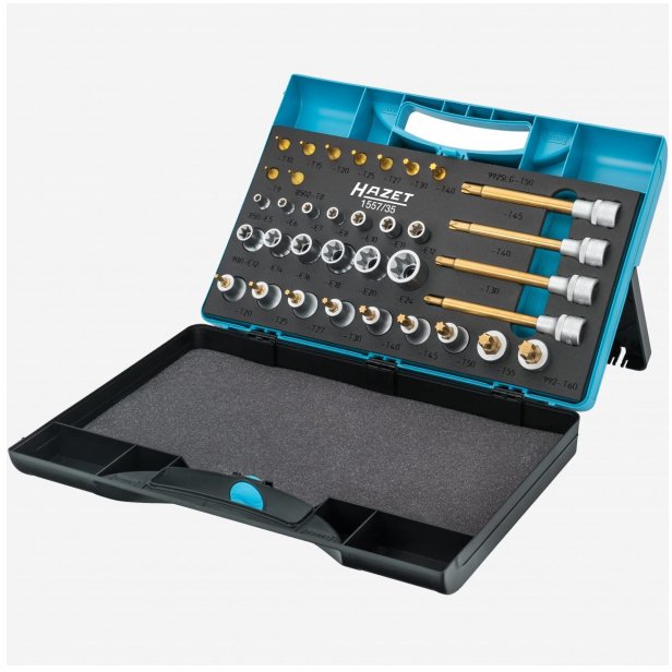 Zestaw narzędzi Hazet tool set TORX 1557/35, 35 pieces, socket wrench (1/4 + 1/2)