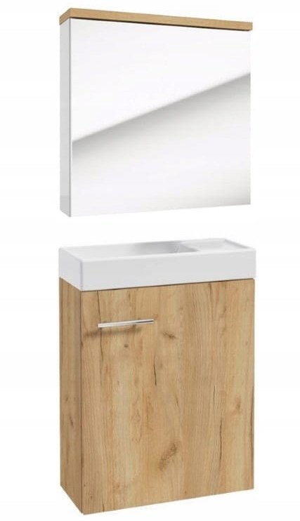 Zestaw szafka łazienkowa z umywalką 50x70+szafka z lustrem 50x60 dąb craft Verona