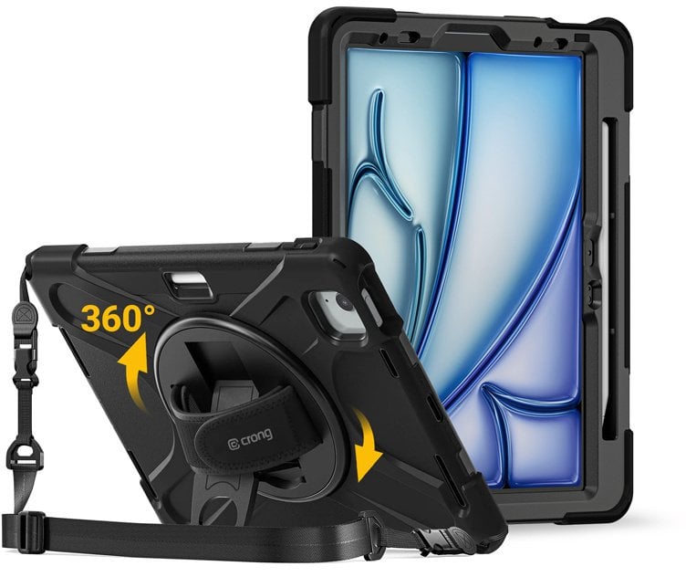 Etui na tablet Crong Defender Plus – Pancerne etui iPad Air 11” M3 (2025) / M2 (2024) (czarny)