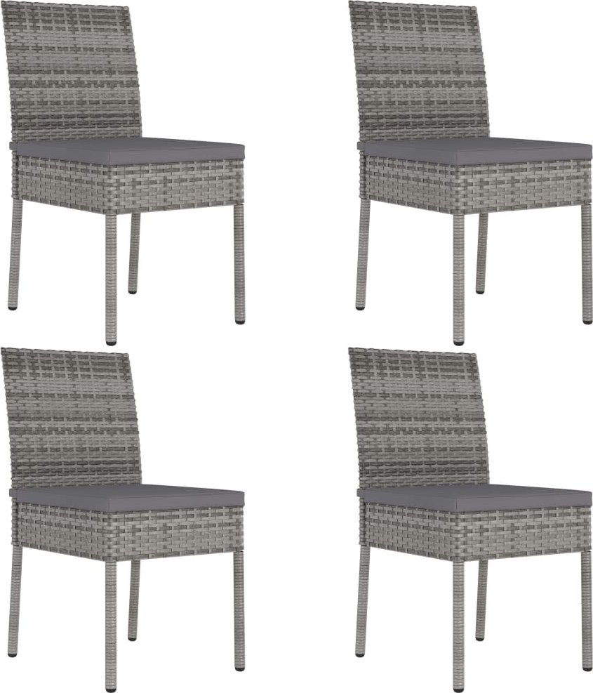 vidaXL Krzesła ogrodowe, 4 szt., polirattan, szare