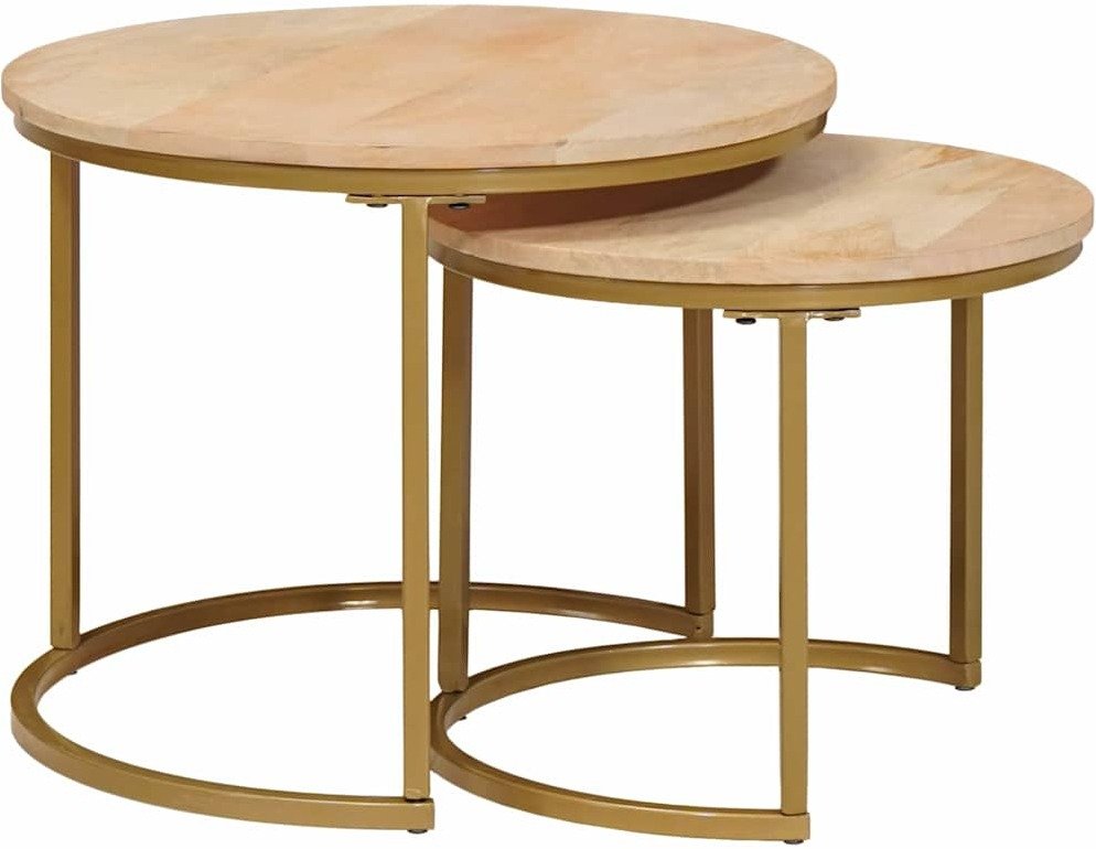 vidaXL Nesting Kawowe stoliki 2 szt. Biały Lekkie drewno mango i stal