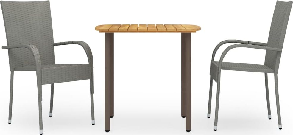 vidaXL 3-częściowy zestaw mebli ogrodowych, polirattan, szary