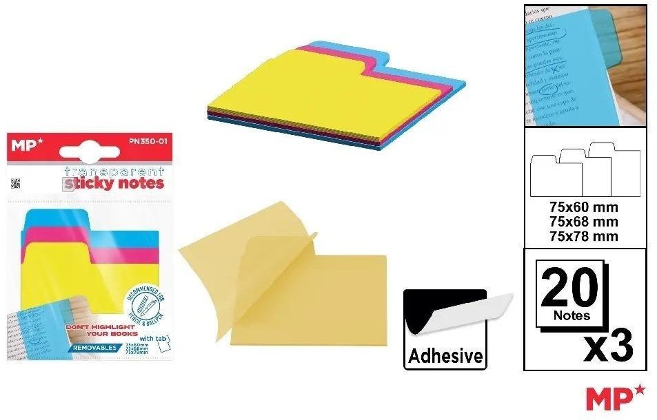 Karteczki samoprzylepne indeksujące 3x20szt