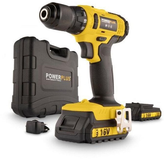 Cordless Drill and Screwdriver Set, 2 Batteries + Bits Yellow