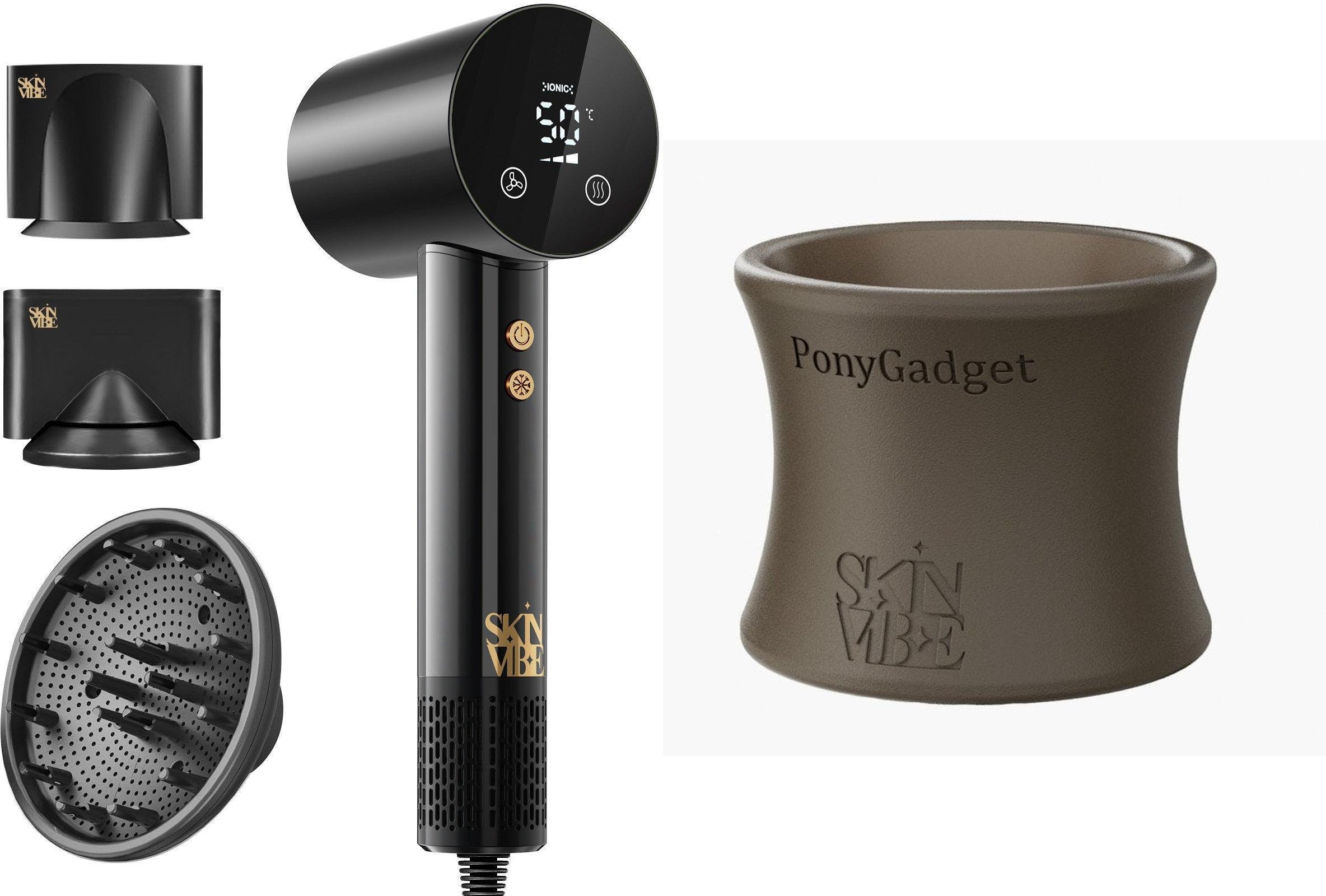 Suszarka SkinVibe SkinVibe Libra AirLoom (SV-002BK) + SkinVibe PonyGadget - Guma do włosów, brązowa (SV-004BR)