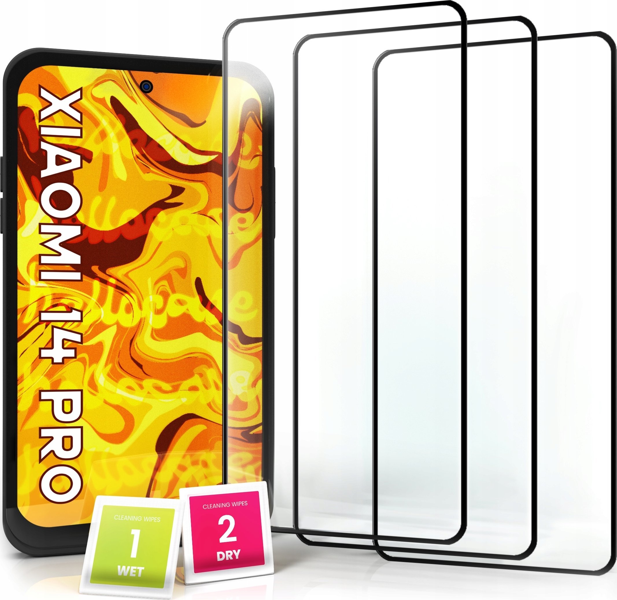 Hello Case 3-PAK Szkło Hartowane do Xiaomi 14 Pro (na cały ekran, 9H, ochronne 5D)