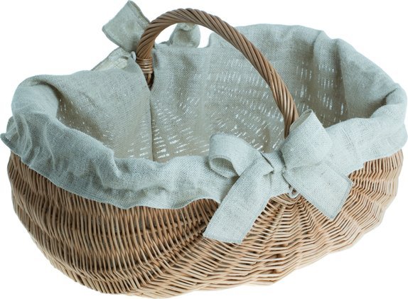 WickerPL Wiklinowy Kosz z Ozdobnym Obszyciem z Juty 62x46 H25/26/38 cm