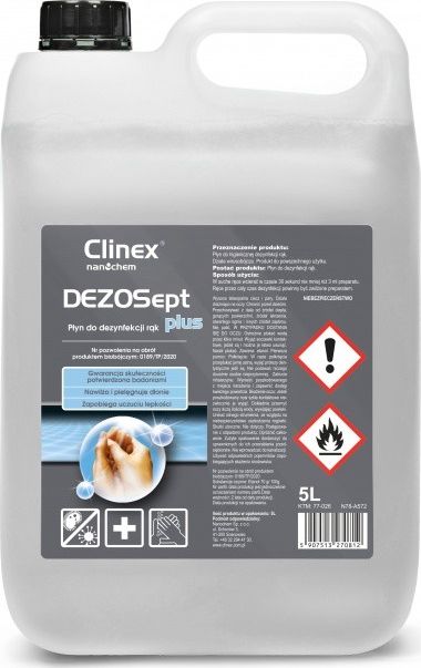 Clinex Profesjonalny płyn do dezynfekcji rąk Dezosept Plus 5L, wirusobójczy, bakteriobójczy