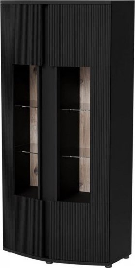 Cama Meble Witryna 2D MICHELLE 86x35-47xH180 czarny/dąb viking