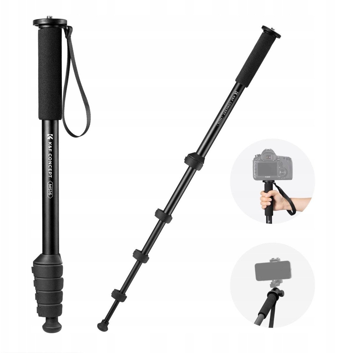 Monopod 2w1 Na Aparat Dslr Kamerę 1/4"" 10kg 160cm 2w1 Kijek Nordic Walking / Kf09.138 / Ms16