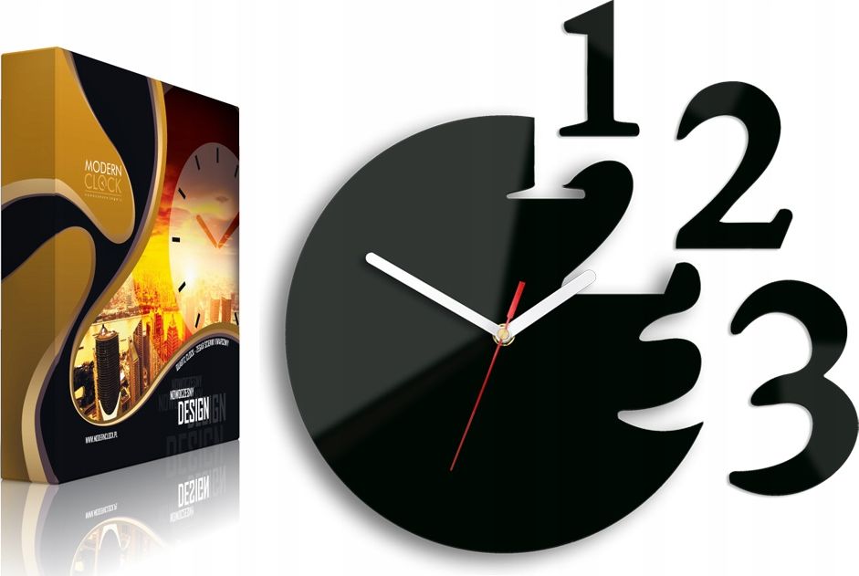 ModernClock Zegar ścienny CYFRY 1,2,3 DIY 3D - 30 CM ciekawy